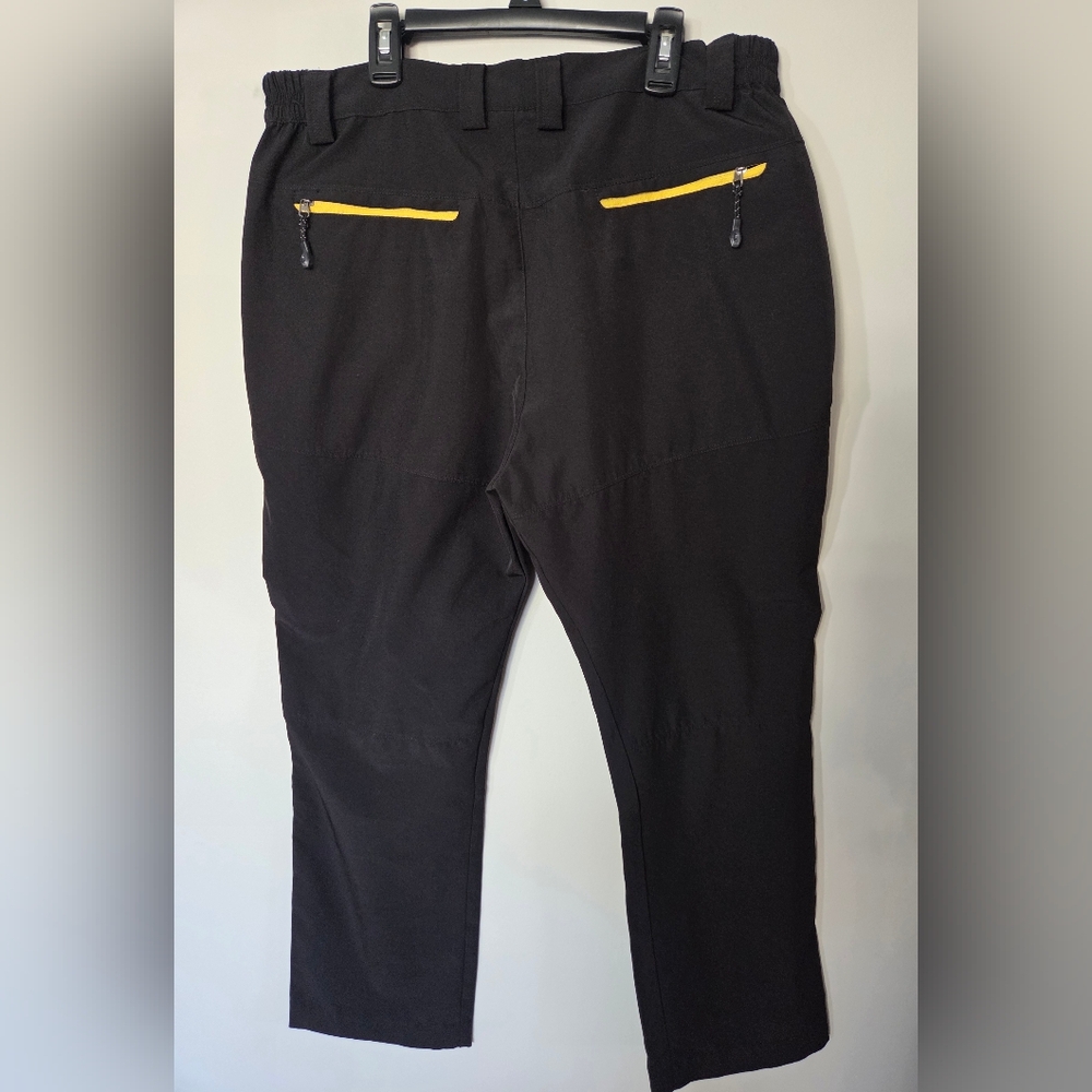 Womens Black Pants with Yellow Zipper Accents - Picture 2 of 3